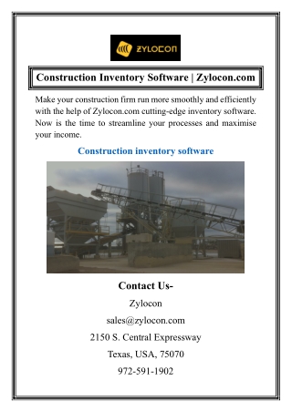 Construction Inventory Software  Zylocon