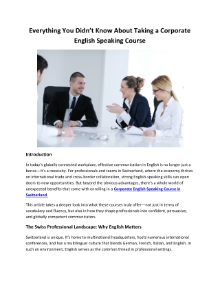 Everything You Didn’t Know About Taking a Corporate English Speaking Course