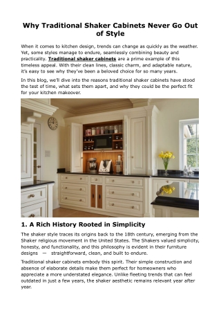 Why Traditional Shaker Cabinets Never Go Out of Style