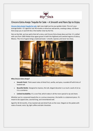 Cincoro Extra Anejo Tequila for Sale – A Smooth and Rare Sip to Enjoy