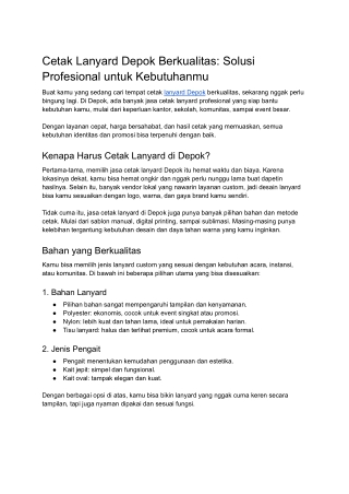 Cetak Lanyard Depok Berkualitas_ Solusi Profesional untuk Kebutuhanmu