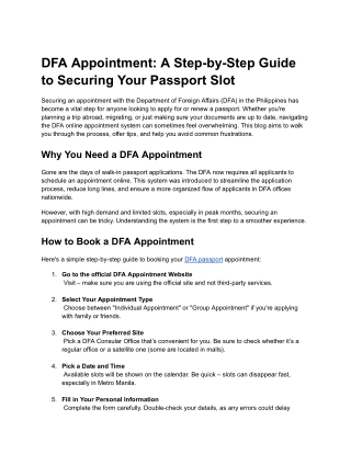 DFA Appointment: A Step-by-Step Guide to Securing Your Passport Slot
