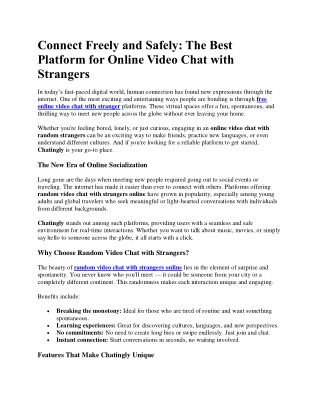 Best Platform for Online Video Chat with Strangers
