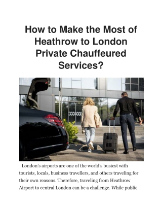 Transfer in London Heathrow | Heathrow to London Transportation