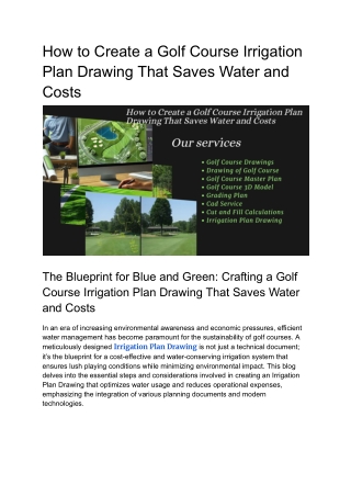 How to Create a Golf Course Irrigation Plan Drawing That Saves Water and Costs_offpage blog_Komal