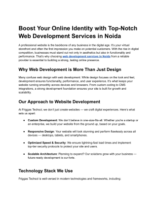 Boost Your Online Identity with Top-Notch Web Development Services in Noida