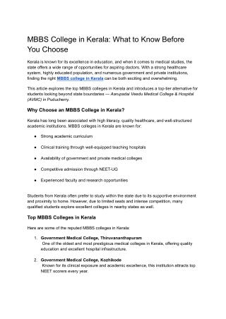 Top MBBS College in Kerala: Your Guide to Medical Education in 2025