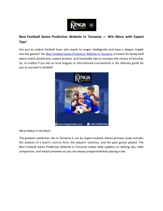 Best Football Game Prediction Website in Tanzania — Win More with Expert Tips!