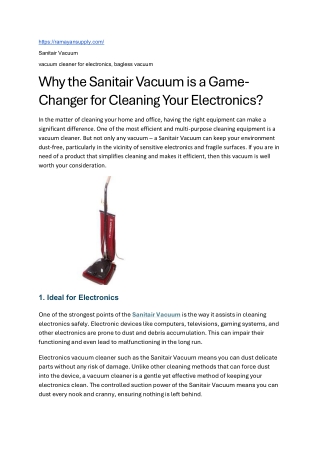 Top Benefits of Using a Sanitair Vacuum Cleaner for Electronics and More (1)