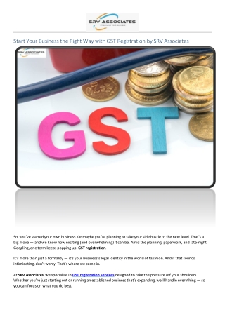 Your Trusted Partner for GST Registration Services – SRV Associates