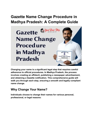 Gazette Name Change Procedure in Madhya Pradesh | Your Door Step
