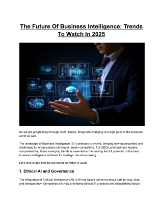 The Future Of Business Intelligence: Trends To Watch In 2025