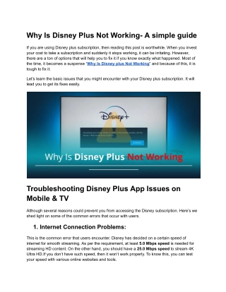 Why Is Disney Plus Not Working