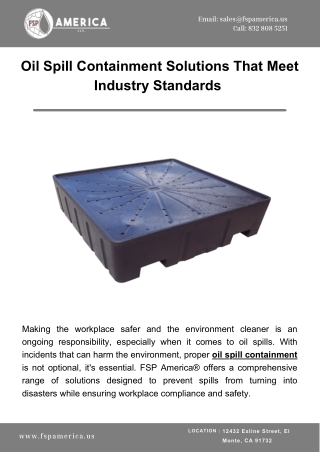 Oil Spill Containment Solutions That Meet Industry Standards 