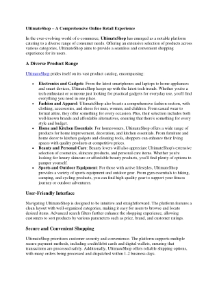 UltimateShop – A Comprehensive Online Retail Experience