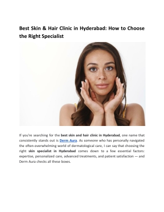 Best Skin & Hair Clinic in Hyderabad - How to Choose the Right Specialist