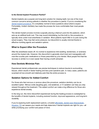 Is the Dental Implant Procedure Painful