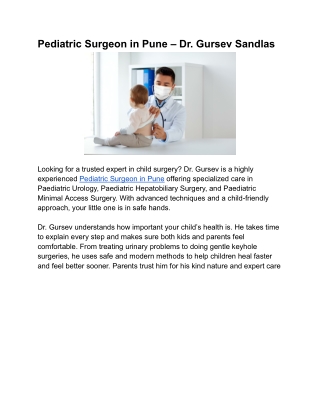 Pediatric Surgeon in Pune – Dr. Gursev Sandlas