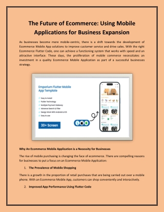 The Future of Ecommerce: Using Mobile Applications for Business Expansion