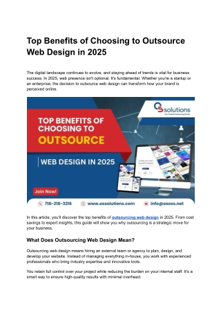 Top Benefits of Choosing to Outsource Web Design in 2025