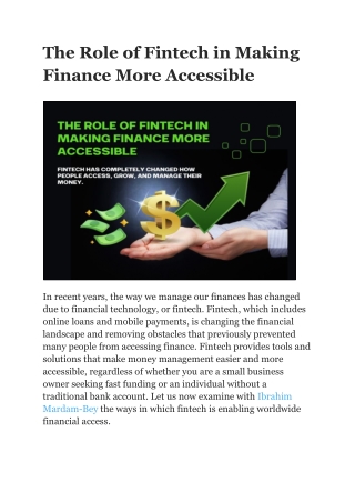 Ibrahim Mardam-Bey Bridging Financial Gaps Through Fintech