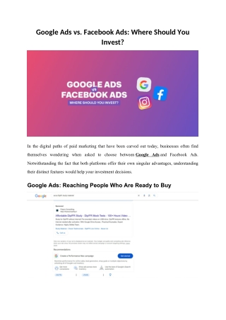 Google Ads vs. Facebook Ads: Where Should You Invest?