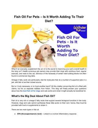 Fish Oil For Pets – Is It Worth Adding To Their Diet