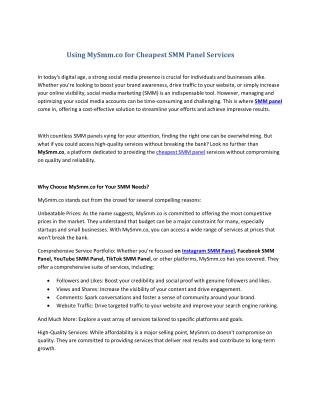 Using Mysmm.co for Cheapest SMM Panel Services