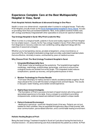 Experience Complete Care at the Best Multispeciality Hospital in Vesu