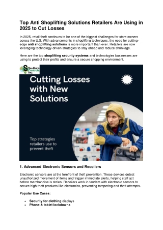 Top Anti Shoplifting Solutions Retailers Are Using in 2025 to Cut Losses