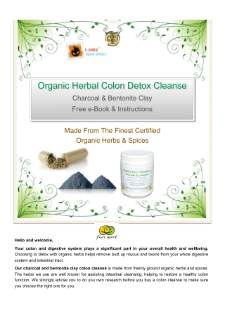 Organic Herbal Colon Detox Cleanse Made From The Finest Certified Organic Herbs