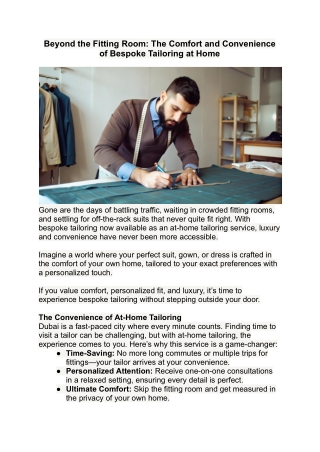 The Comfort and Convenience of Bespoke Tailoring at Home