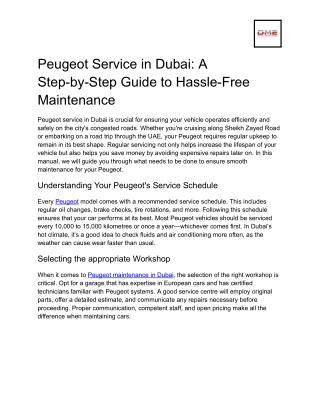 Peugeot Service in Dubai_ A Step-by-Step Guide to Hassle-Free Maintenance