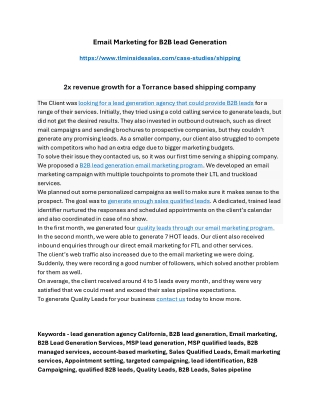 2x revenue growth for a Torrance based shipping company