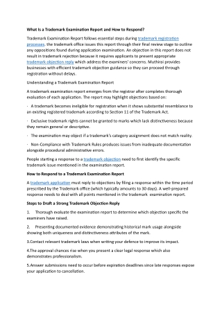 What Is a Trademark Examination Report and How to Respond