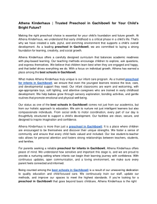 Athena Kinderhaus_ Trusted Preschool in Gachibowli for Your Childs Bright Future