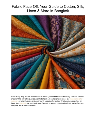 Fabric Face-Off: Your Guide to Cotton, Silk, Linen & More in Bangkok
