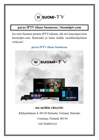 paras IPTV tilaus Suomessa Suomiiptv