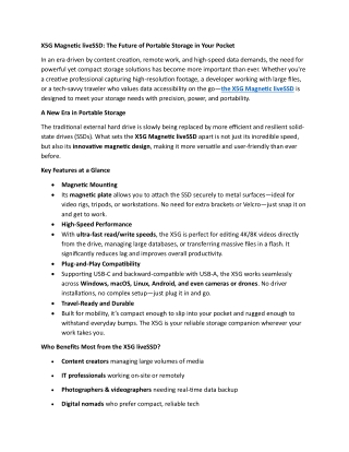 X5G Magnetic liveSSD The Future of Portable Storage in Your Pocket