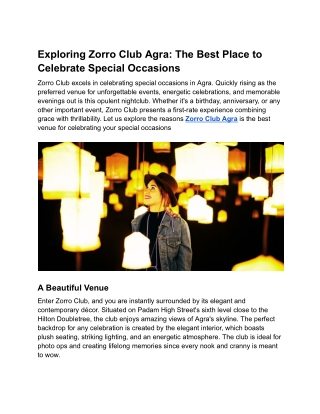 Celebrate Special Events in Agra Style at Zorro Club