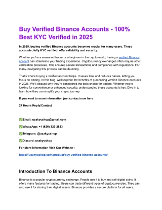 Buy Verified Binance Accounts - 100% Best KYC Verified in 2025