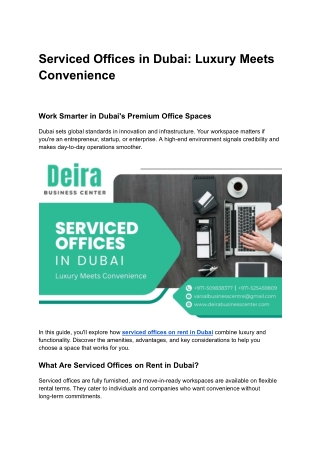 Serviced Offices in Dubai: Luxury Meets Convenience