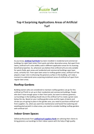 Top 4 Surprising Applications Areas OF Artificial Turf