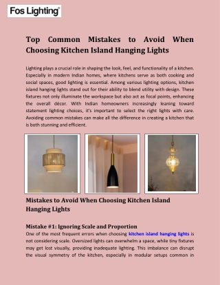 Most Common Mistakes to Avoid When Choosing Kitchen Island Hanging Lights