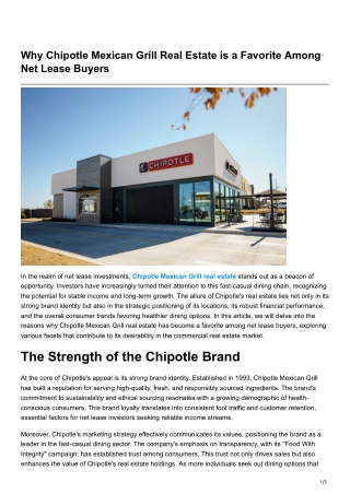 Why Chipotle Mexican Grill Real Estate is a Favorite Among Net Lease Buyers