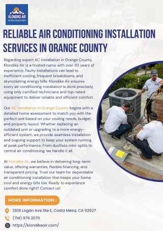 Reliable Air Conditioning Installation Services in Orange County