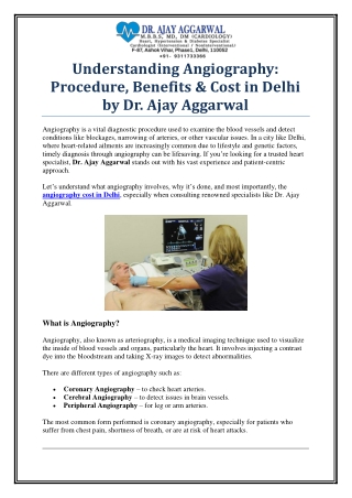 Affordable Angiography Cost in Delhi by Dr. Ajay Aggarwal