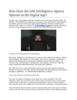 How Does the UAE Intelligence Agency Operate in the Digital Agency