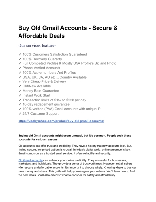 Buy Old Gmail Accounts - Secure & Affordable Deals