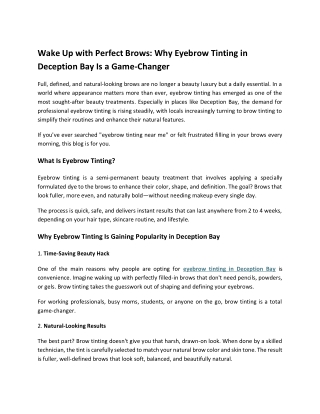 Wake Up with Perfect Brows - Why Eyebrow Tinting in Deception Bay Is a Game-Changer